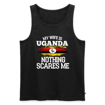 Uganda - Men's Premium Organic Tank Top - black - Front - Michal (187cm)