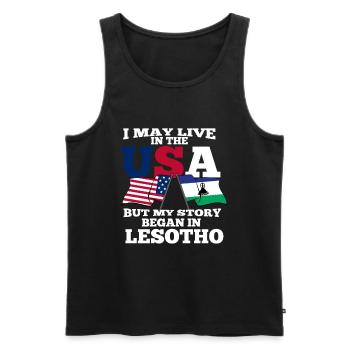 Lesotho Amérique États-Unis - Débardeur bio Premium Homme - noir - Devant - AI Model Male 178 light (178cm)