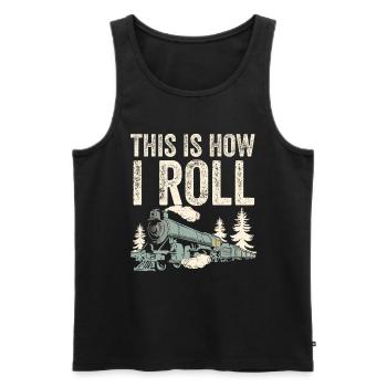 So rolle ich den Zug - Männer Premium Bio Tank Top - Schwarz - Vorne - AI Model Male 178 light (178cm)