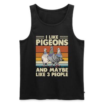 Ich mag Tauben und vielleicht 3 Menschen - Männer Premium Bio Tank Top - Schwarz - Vorne - Michal (187cm)