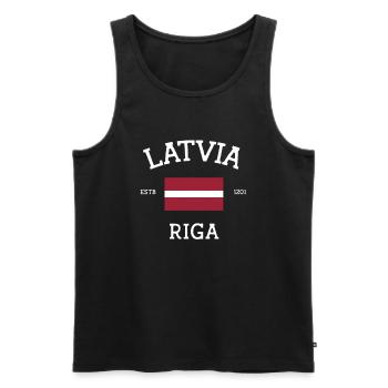 Lettland - Männer Premium Bio Tank Top - Schwarz - Vorne - AI Model Male 178 light (178cm)