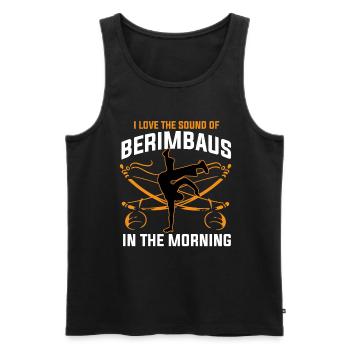 I Love the Sound Of Berimbaus In The Morning - Men's Premium Organic Tank Top - black - Front - AI Model Male 178 light (178cm)