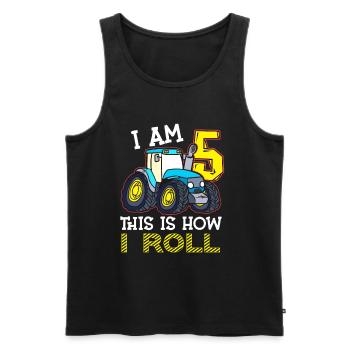 5e anniversaire drôle tracteur cadeau - Débardeur bio Premium Homme - noir - Devant - Michal (187cm)