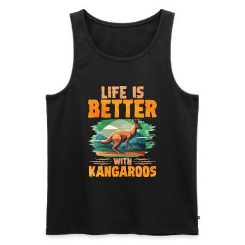 känguru - Männer Premium Bio Tank Top - Schwarz - Vorne - Michal (187cm)