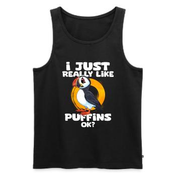 Gift for Atlantic Puffins - Men's Premium Organic Tank Top - black - Front - AI Model Male 178 light (178cm)
