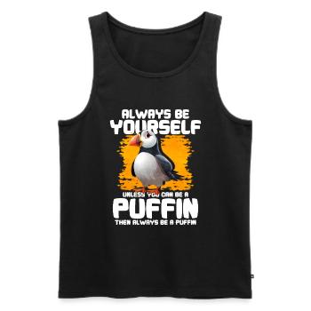 Puffin Bird Gift - Men's Premium Organic Tank Top - black - Front - Michal (187cm)