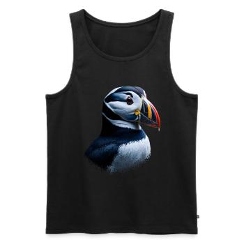 Puffin Bird Gift - Men's Premium Organic Tank Top - black - Front - Michal (187cm)