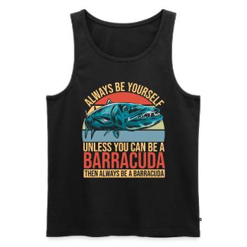 Cadeau pour les amateurs de poissons Barracuda - Débardeur bio Premium Homme - noir - Devant - AI Model Male 178 light (178cm)