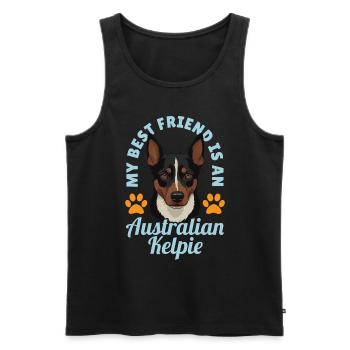 Cadeau de chien Kelpie - Débardeur bio Premium Homme - noir - Devant - AI Model Male 178 light (178cm)