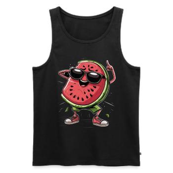 Watermelon - Men's Premium Organic Tank Top - black - Front - Michal (187cm)
