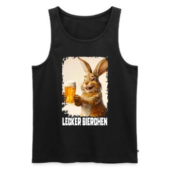 Lapin à la bière délicieuse - Débardeur bio Premium Homme - noir - Devant - Michal (187cm)