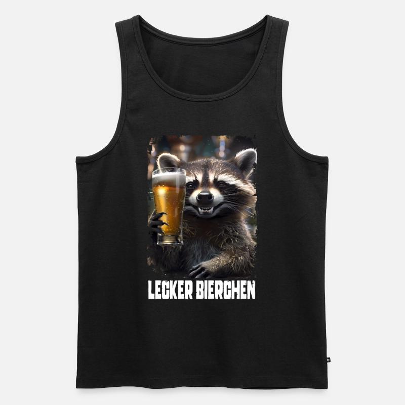 Lecker Bierchen Waschbär - Männer Premium Bio Tank Top - Schwarz
