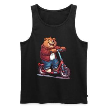 Bear Scooter - Men's Premium Organic Tank Top - black - Front - Michal (187cm)
