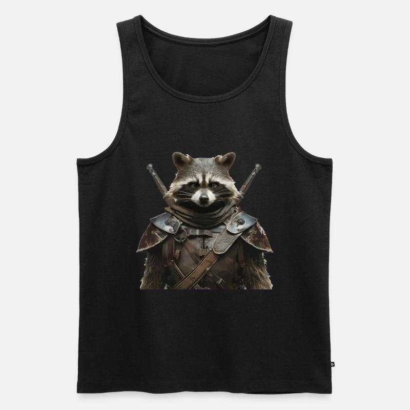 Waschbär Ritter Mittelalter - Männer Premium Bio Tank Top - Schwarz