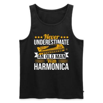 Playing Harmonica Gift - Men's Premium Organic Tank Top - black - Front - Michal (187cm)