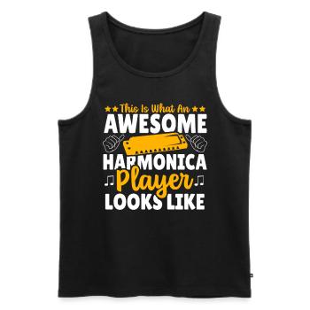 Playing Harmonica Gift - Men's Premium Organic Tank Top - black - Front - Michal (187cm)