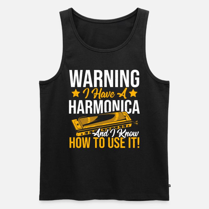 Playing Harmonica Gift - Men's Premium Organic Tank Top - black