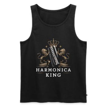 Harmonica Playing Gift - Men's Premium Organic Tank Top - black - Front - Michal (187cm)