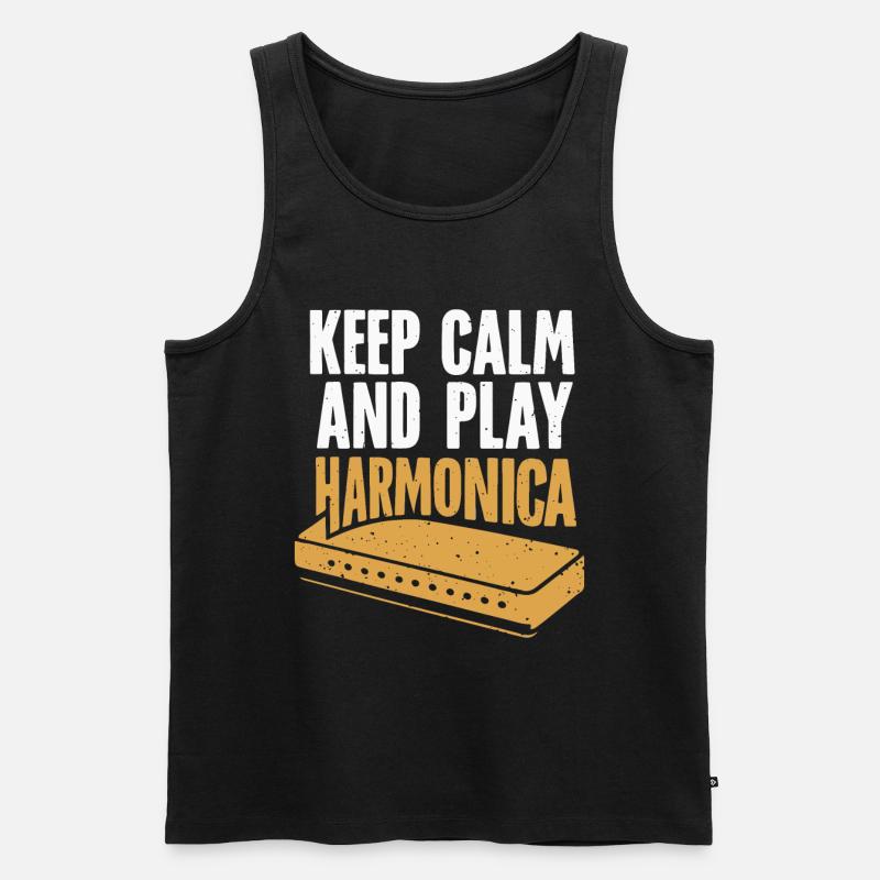 Harmonica Playing Gift - Men's Premium Organic Tank Top - black