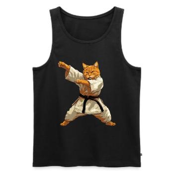 Katzen Aikido Kampfsport Geschenk - Männer Premium Bio Tank Top - Schwarz - Vorne - Michal (187cm)