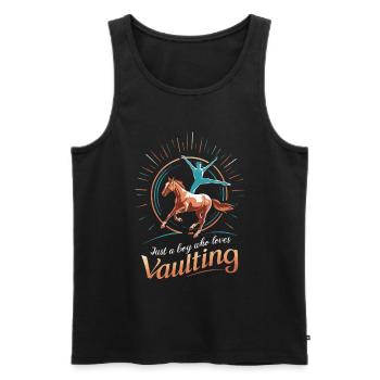 Loves Horse Vaulting Gift - Men's Premium Organic Tank Top - black - Front - Michal (187cm)