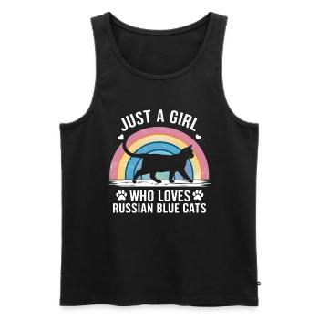 Katze Russisch Blau Geschenk - Männer Premium Bio Tank Top - Schwarz - Vorne - Michal (187cm)