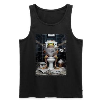 Frosch Toilette Zeitung lesen Geschenk - Männer Premium Bio Tank Top - Schwarz - Vorne - AI Model Male 178 light (178cm)