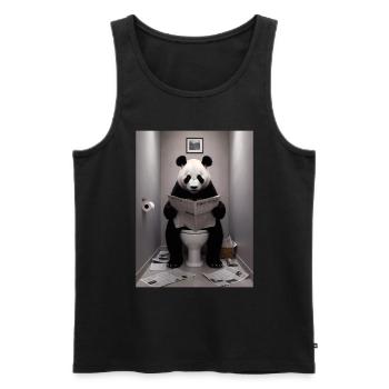 Panda Toilette Zeitung lesen Geschenk - Männer Premium Bio Tank Top - Schwarz - Vorne - AI Model Male 178 light (178cm)