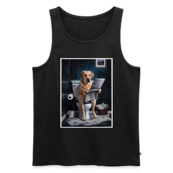 Labrador Toilette Zeitung lesen Geschenk - Männer Premium Bio Tank Top - Schwarz - Vorne - Michal (187cm)
