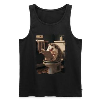 Igeltoilette Geschenk - Männer Premium Bio Tank Top - Schwarz - Vorne - Michal (187cm)