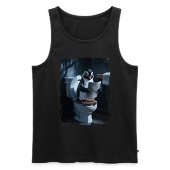 Pinguin-ToiletteGeschenk - Männer Premium Bio Tank Top - Schwarz - Vorne - Michal (187cm)