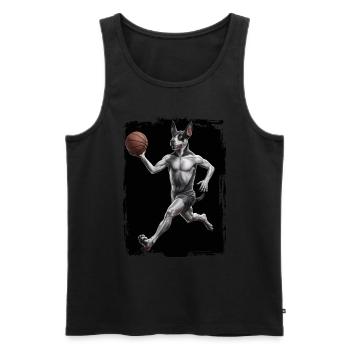 Hund spielt Basketball Geschenk - Männer Premium Bio Tank Top - Schwarz - Vorne - Michal (187cm)