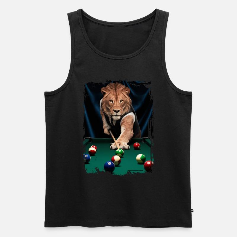 Löwe spielt Billard Geschenk - Männer Premium Bio Tank Top - Schwarz