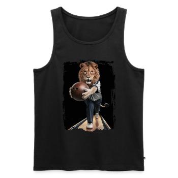 Löwe spielt Bowling Geschenk - Männer Premium Bio Tank Top - Schwarz - Vorne - Michal (187cm)