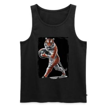 Tiger spielt Bowling Geschenk - Männer Premium Bio Tank Top - Schwarz - Vorne - Michal (187cm)