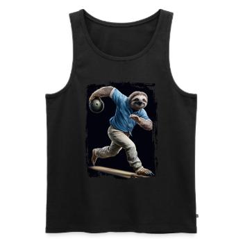 Faultier spielt Bowling Geschenk - Männer Premium Bio Tank Top - Schwarz - Vorne - Michal (187cm)