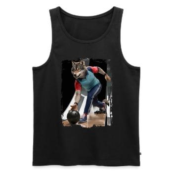 Wolf spielt Bowling Geschenk - Männer Premium Bio Tank Top - Schwarz - Vorne - Michal (187cm)
