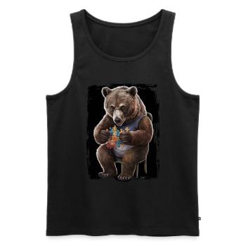 Grizzlybär spielt Puzzle Geschenk - Männer Premium Bio Tank Top - Schwarz - Vorne - Michal (187cm)