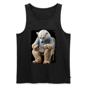 Eisbär spielt Puzzle Geschenk - Männer Premium Bio Tank Top - Schwarz - Vorne - Michal (187cm)