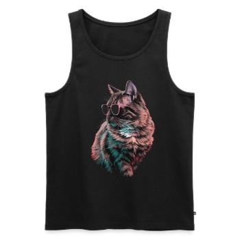 Sonnenbrille der Burma-Katze Geschenk - Männer Premium Bio Tank Top - Schwarz - Vorne - AI Model Male 178 light (178cm)