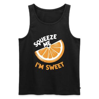 Lustiges Orangenfrucht Geschenk - Männer Premium Bio Tank Top - Schwarz - Vorne - Michal (187cm)