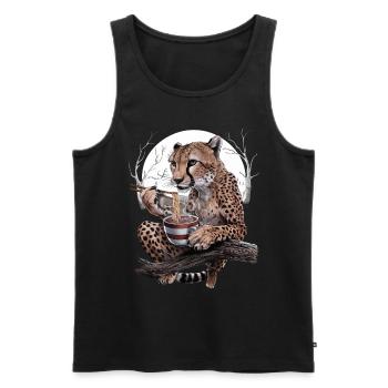 Gepard - Männer Premium Bio Tank Top - Schwarz - Vorne - Michal (187cm)