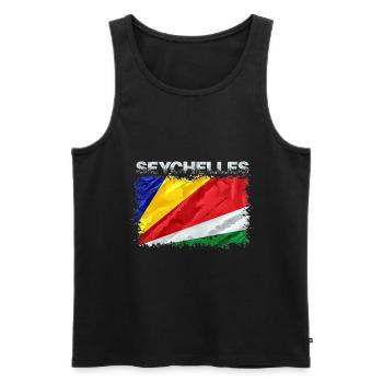Seychelles - Men's Premium Organic Tank Top - black - Front - AI Model Male 178 light (178cm)