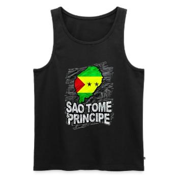 Sao Tome Príncipe - Débardeur bio Premium Homme - noir - Devant - AI Model Male 178 light (178cm)