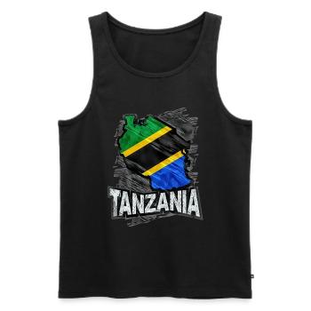 Tansania - Männer Premium Bio Tank Top - Schwarz - Vorne - Michal (187cm)