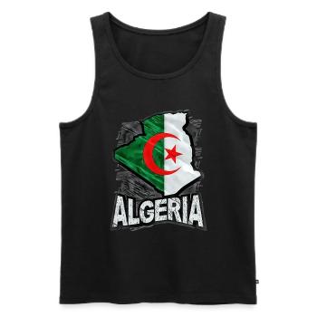 Algeria - Men's Premium Organic Tank Top - black - Front - Michal (187cm)