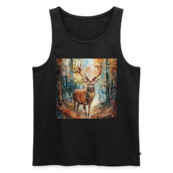 Reh - Männer Premium Bio Tank Top - Schwarz - Vorne - Michal (187cm)