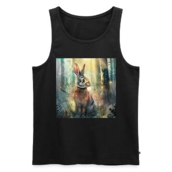 Rabbit - Men's Premium Organic Tank Top - black - Front - Michal (187cm)