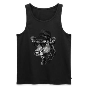 Kuh - Männer Premium Bio Tank Top - Schwarz - Vorne - AI Model Male 178 light (178cm)