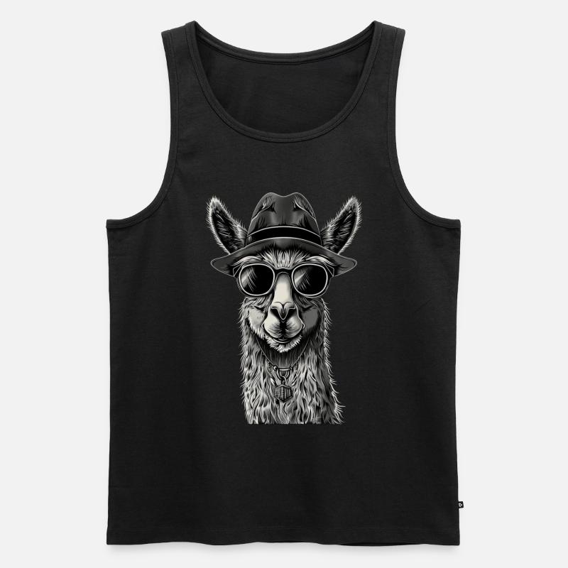 Lama - Männer Premium Bio Tank Top - Schwarz